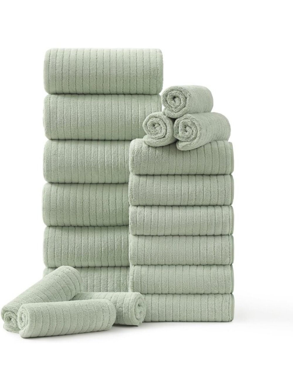 18-Piece Soft Bath Towel Set - 6 Bath Towels, 6 Hand Towels, 6 Washcloths, Quick
